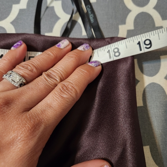 Calvin klein chocolate brown strapless pleated front ball gown xl gala … - Picture 7 of 12